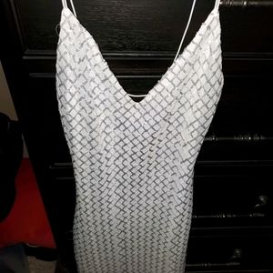 White open back sequin sexy dress